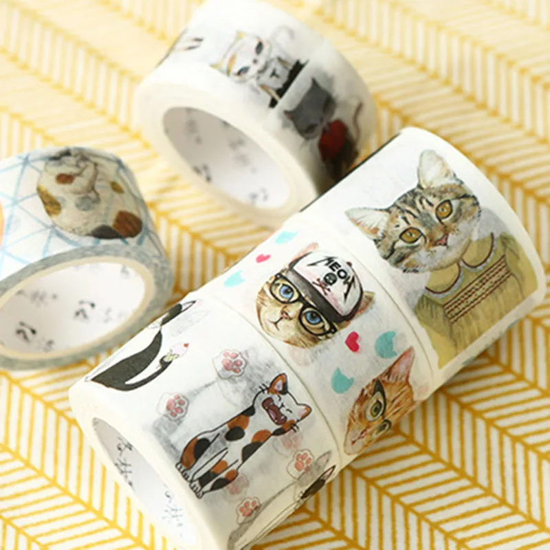 1 шт. клейкая лента с милым рисунком кота васи DIY альбом дневник декоративные