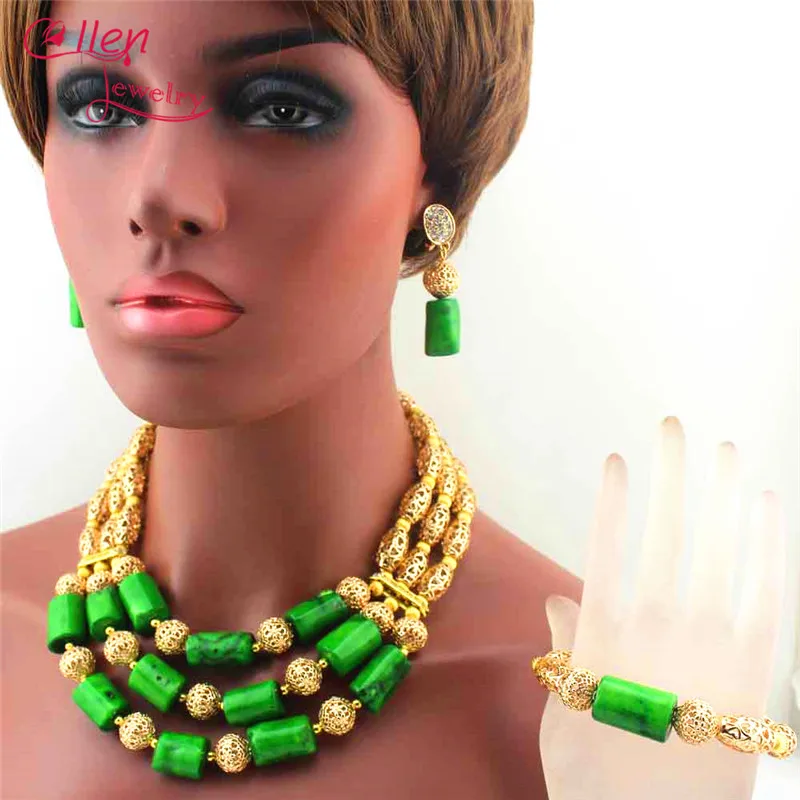 Естественный Зеленый Коралловые нигерийской свадьбы Африканский Бусины