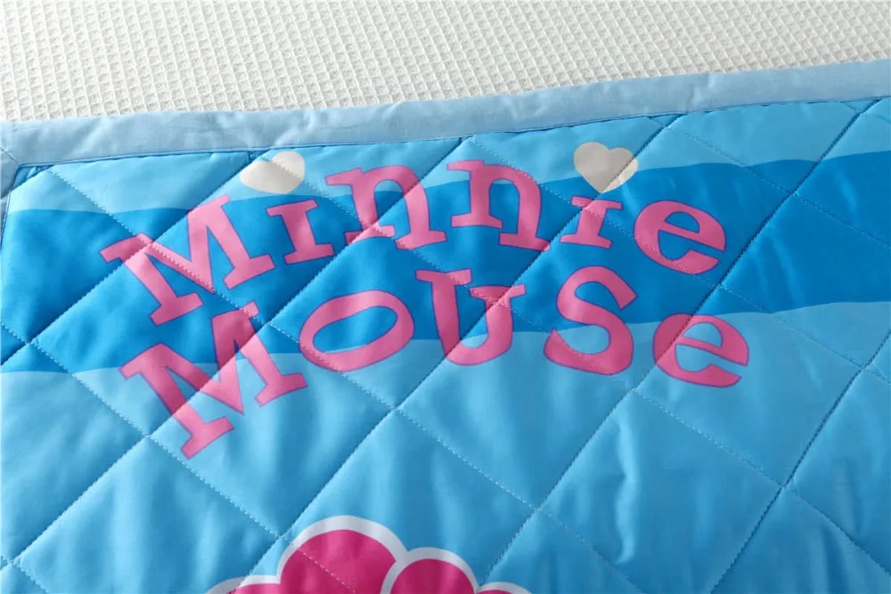 Стеганое одеяло синего цвета с Микки и Минни Маус хлопковое постельное белье