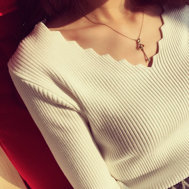 2017 Free Shipping Women Stretch Knit Undershirt Retro Solid Sweater Knitted Wear Knitting Slim Pullovers | Женская одежда