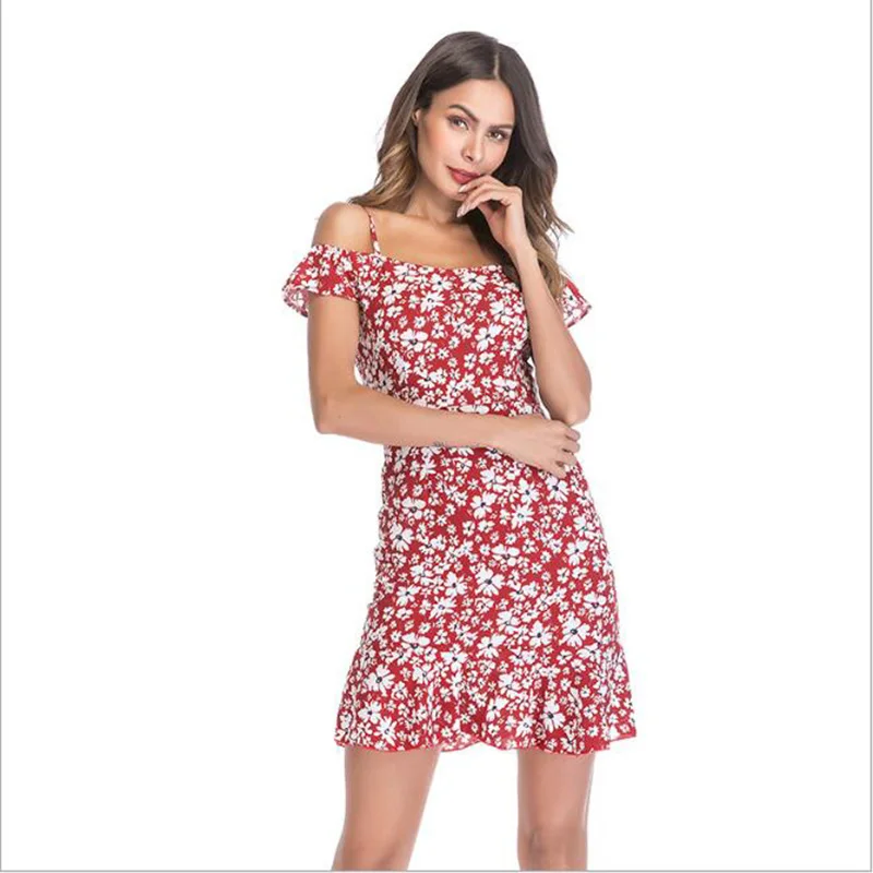 Simplee летнее платье с открытыми плечами и цветочным рисунком винтажное пляжное