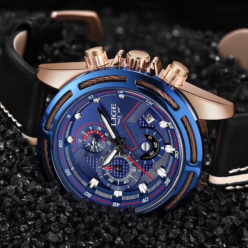 2018 New LIGE Men Watches Top Brand Luxury Leather Business Watch Calendar Waterproof Sport Quartz Relogio Masculino | Наручные часы