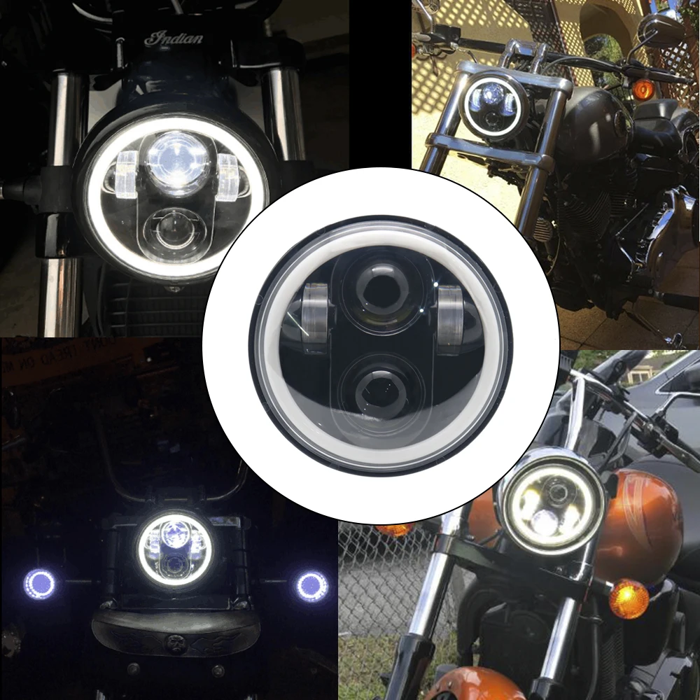 5 3/4 "для Harley фары 75" новый высокий ближний свет Halo Кольцо для David светодиодный