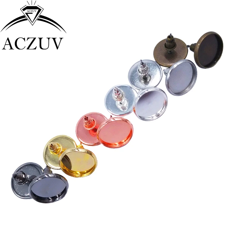 200 шт./лот серьги-гвоздики пустые/базовые подходят для 8 мм 10 12 14 16 Стеклянные