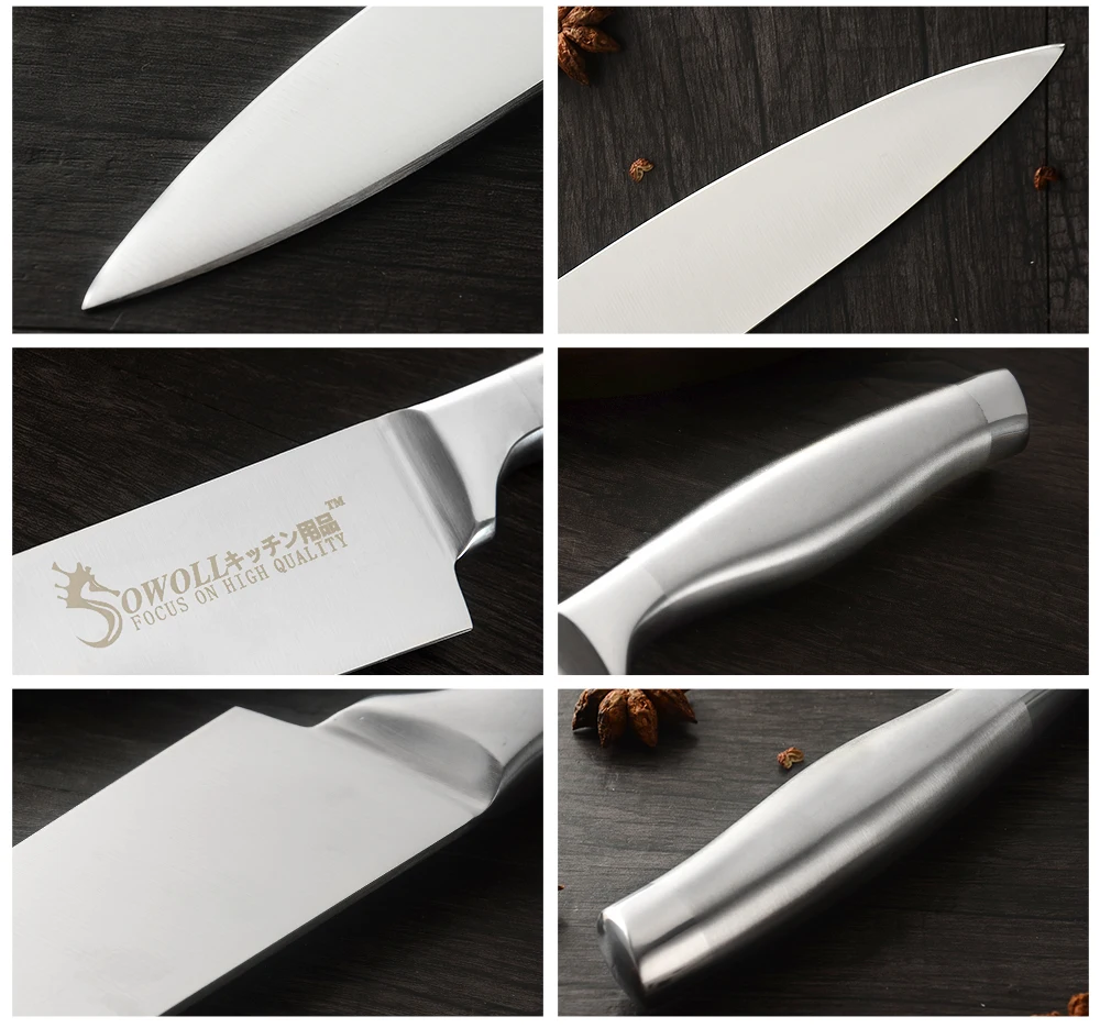 SOWOLL шеф-повара для нарезки хлеба Santoku утилита для очистки овощей японские кухонные ножи из нержавеющей стали нож Utral острый для приготовления мяса Кливер