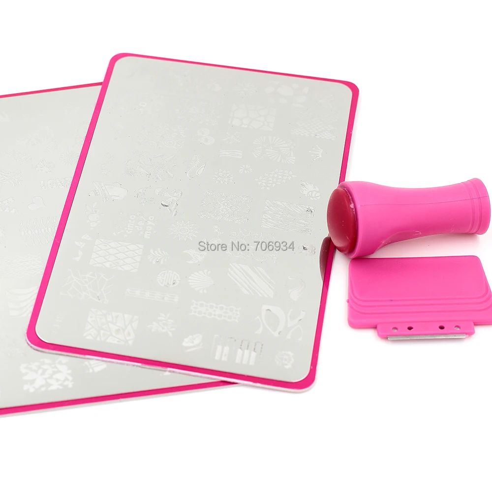 Пластины для стемпинга ногтей 2 шт. пластина с изображением штампов + 1 комплект