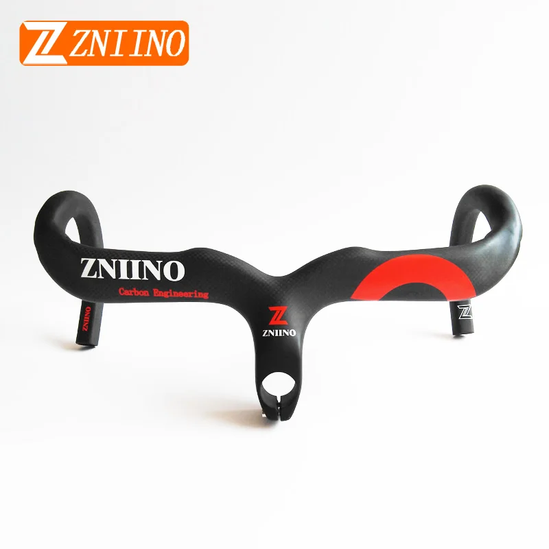 

ZNIINO 2020 NEW Red T800 Matte Full Carbon Fiber Integrated Road Bicycle Handlebar Bike Handle Bent bars with stem 400/420/440mm