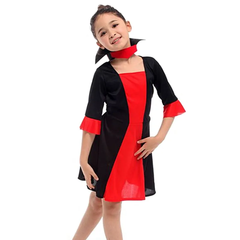 M-XL Red Girls Halloween Vampire Costumes Kids Children Queen Cosplay Carnival Purim parade Masquerade Stage play party dress |