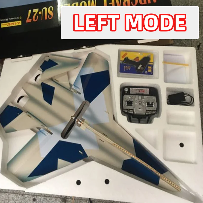 left mode Большой RC Fighter Su27 Flanker RC самолет мощный бомбардировщик 2,4G KT доска пульт дистанционного управления Самолет DIY su27RC самолет - Цвет: left mode