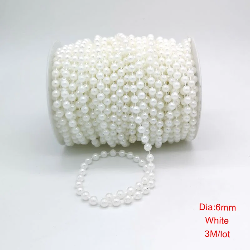 6mm 3M 2-10 м/уп. мульти-Размер ABS имитация жемчуга бусины цепь отделка для DIY Свадебная вечеринка бижутерия для декорирования выводы ремесло поставки - Цвет: 6mm 3M