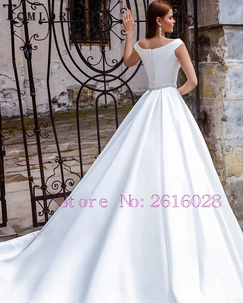 Tcmldr 2017 Elegent Scoop A-Line Wedding Dress Cap Sleeves Gowns Floor Length Beaded Belt Plus Size Formal Bridal | Свадьбы и