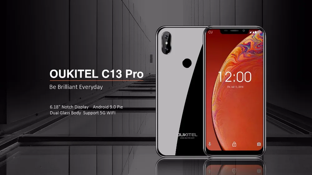 OUKITEL C13 Pro 5G/2,4G wifi 6,1" 19:9 Android 9,0 MT6739 3000mAh 4G LTE 2 Гб ram 16 Гб rom 8 Мп+ 5 Мп отпечаток пальца
