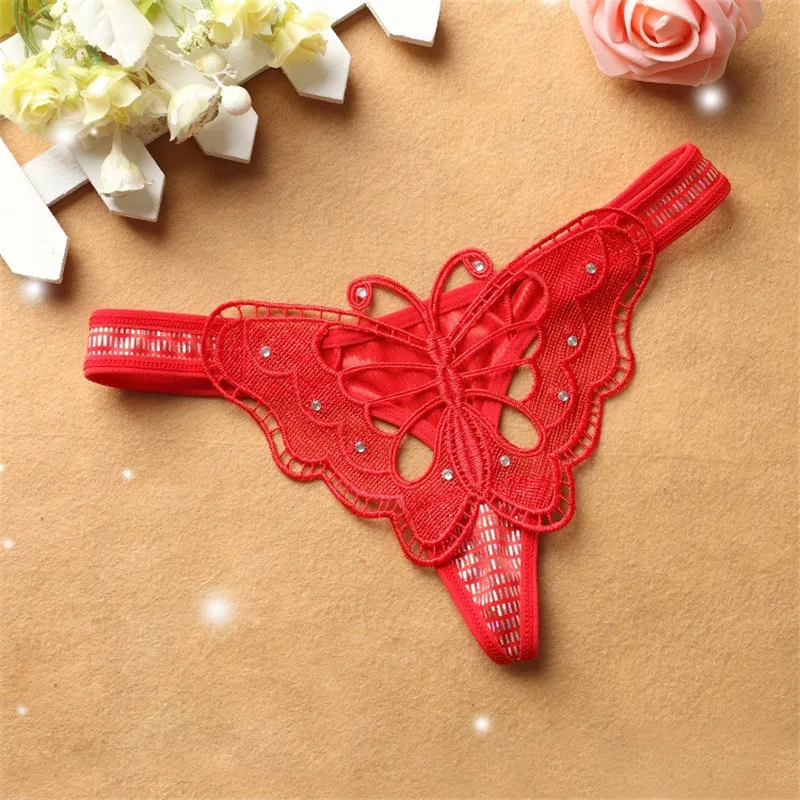 T - pants sexy shaped underwear Sexy stretch lady lure transparent butterfly embroidery |