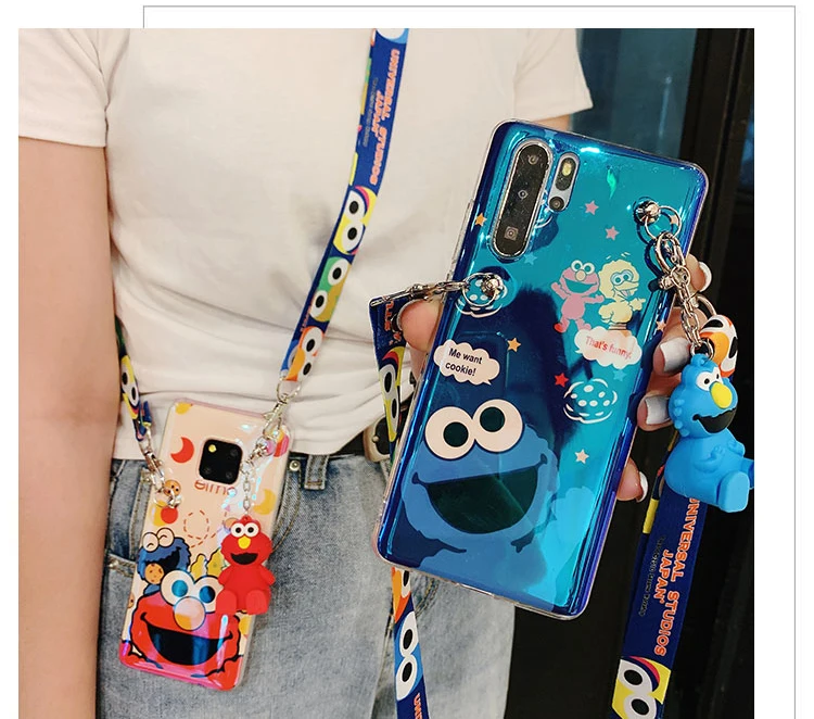 3 шт. чехол для huawei p30 P20 Улица Сезам, мягкий чехол для телефона с изображением милого печенья Элмо для huawei mate20 30 pro nova4+ подставка для игрушек+ ремешок