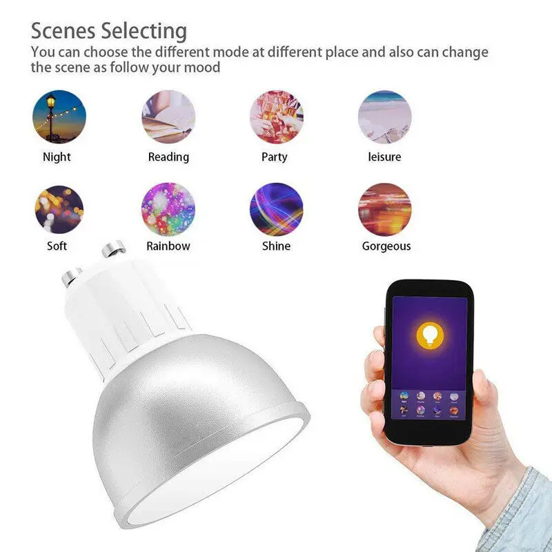 WiFi умная Светодиодная лампа 5 Вт GU10 RGB светильник пульт дистанционного управления