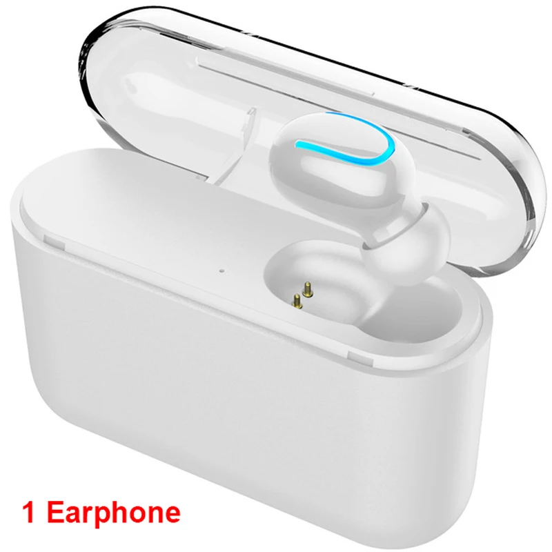 Беспроводная bluetooth-гарнитура с микрофоном, стерео спортивные наушники в ухо, TWS 5,0, спортивные наушники для бега, наушники с зарядным устройством - Цвет: White single