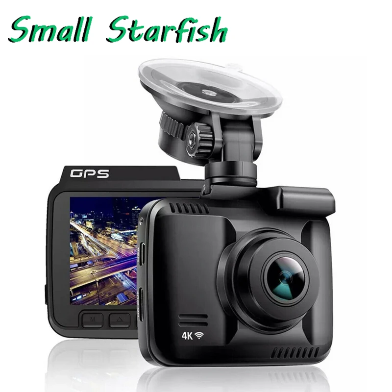 4K тахограф Встроенный GPS Dashcam Видеорегистраторы для автомобилей HD 1080P спереди + VGA