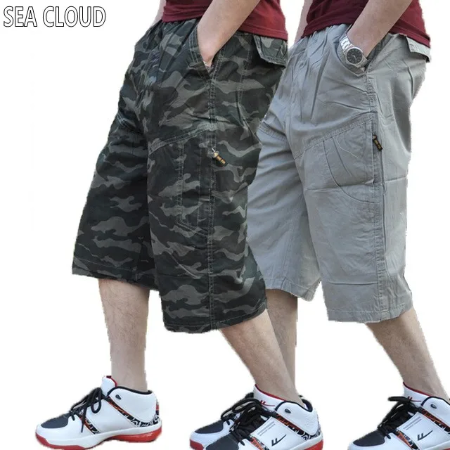 

82 Ultralarge thin 100% cotton men's clothing casual loose shorts casual Camouflage overalls trousers for 145kg