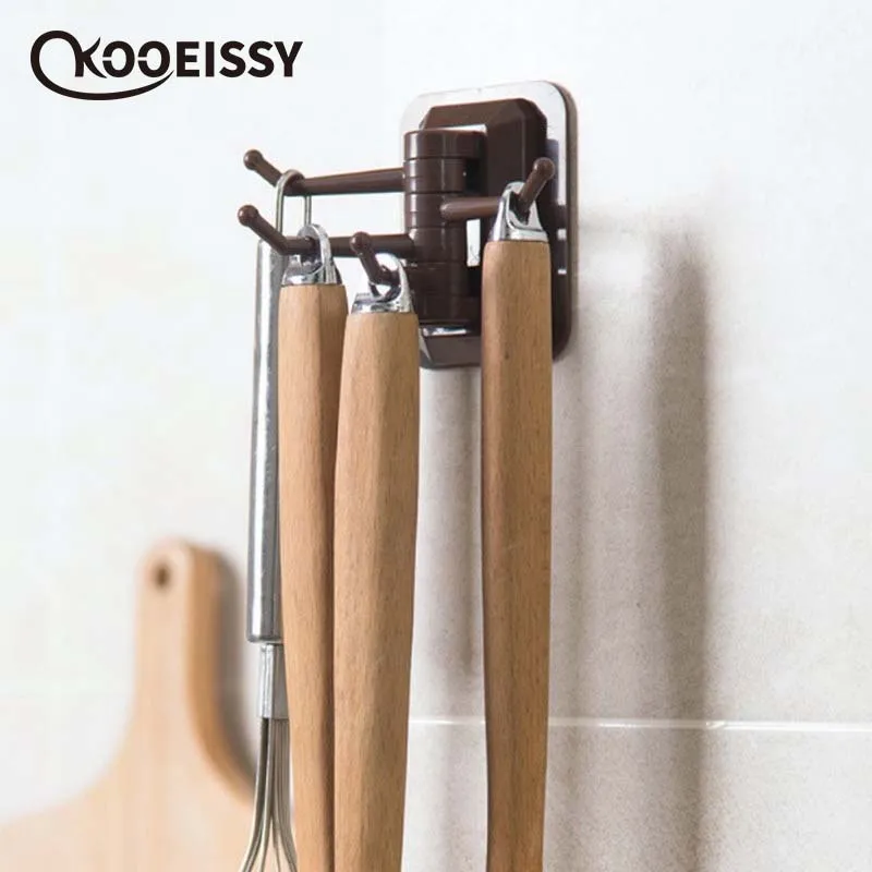 Wall decoration Can be rotated Personalized Hook Kitchen Home Decoration Bathroom supplies Storage rack No trace Paste | Дом и сад