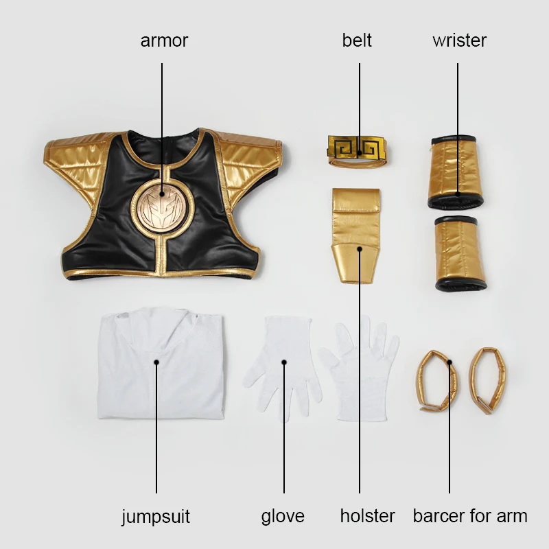 

Tyranno Ranger White Ranger cosplay Costume adult Halloween costume White Ranger Tommy Jumpsuit Zyuranger cosplay uniform