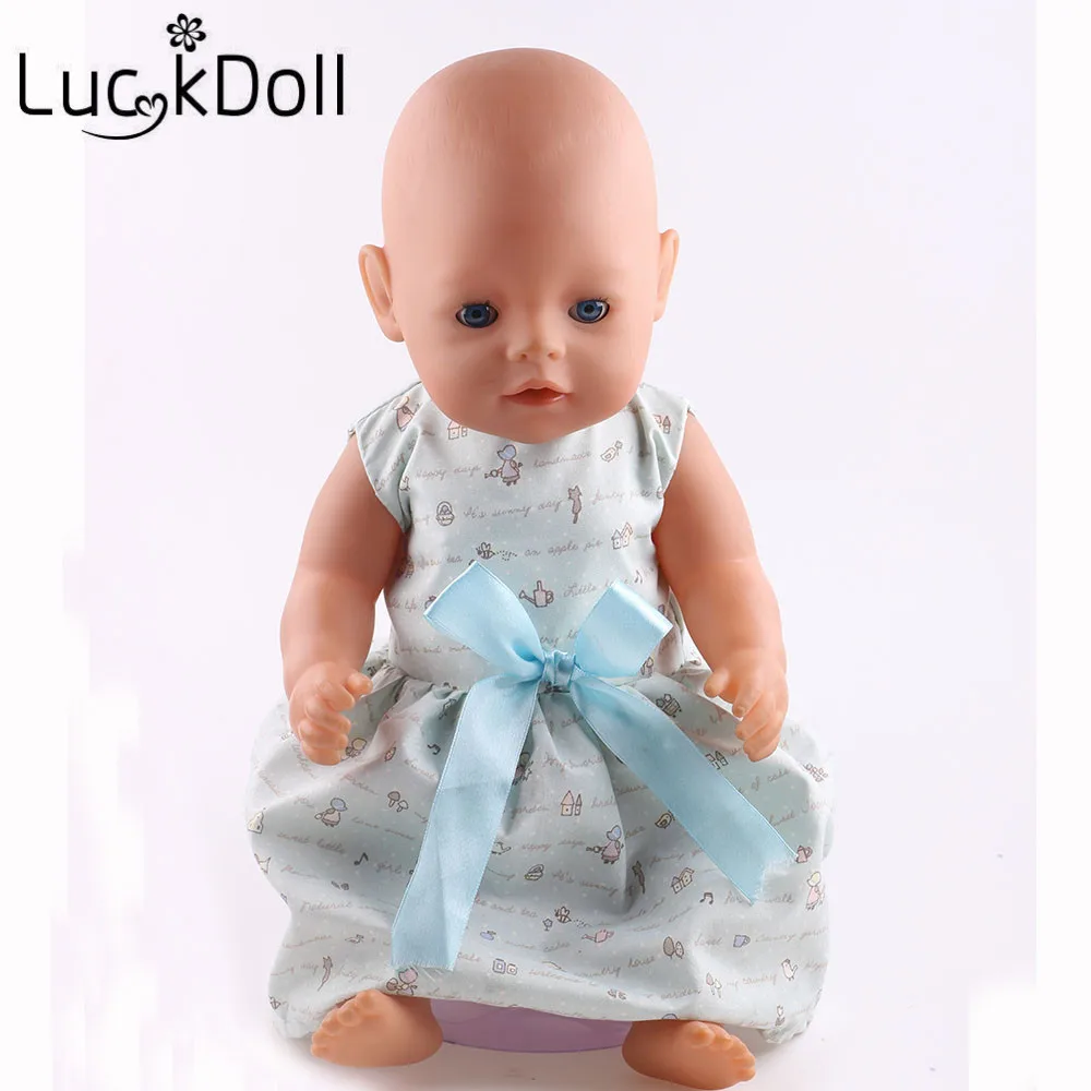 LUCKDOLL Printing Dress with Pink Bow for 43 cm Doll or 18&quot American Clothes Dolls | Игрушки и хобби