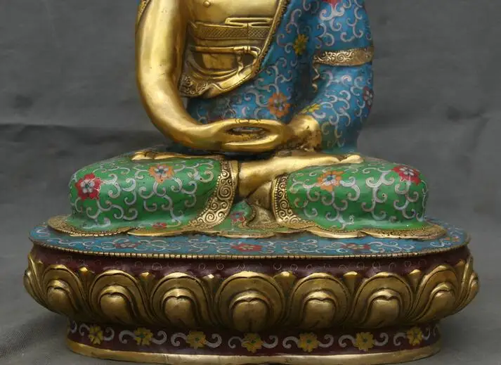 Китайский из перегородчатой эмали Бронзовый свинка храм Шакьямуни Амитабха