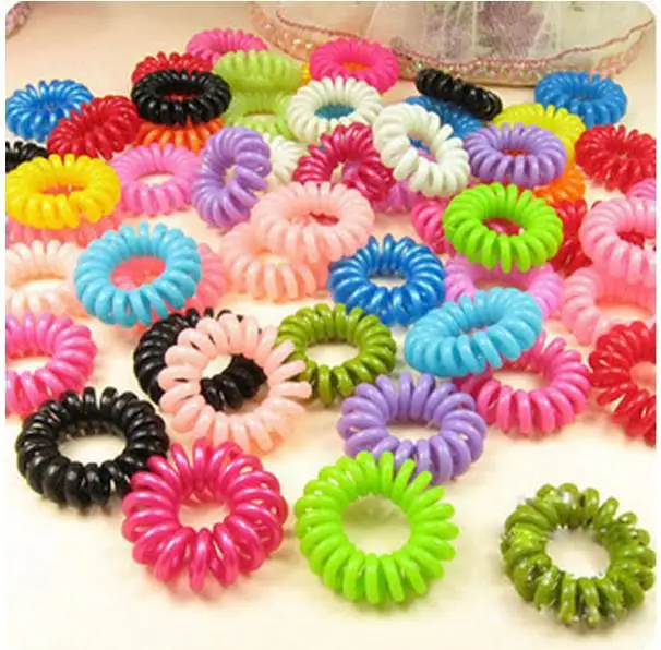 

New Arrival 100Pcs Wholesale Lots elastic Telephone Wire Cord Head Ties Hair Band Rope Free Shipping