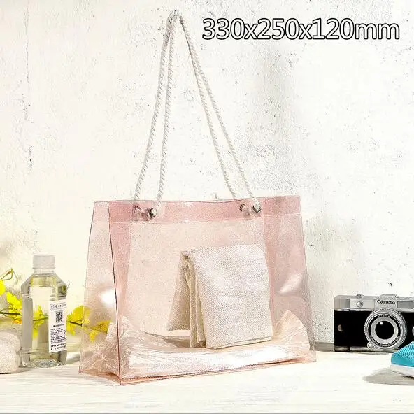 Pink small ПВХ водонепроницаемая женская сумка для плавания прозрачная моющаяся сумка для хранения пляжная сумка - Цвет: Pink small