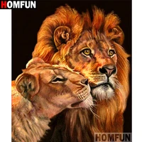 homfun full squareround drill 5d diy diamond painting animal lion embroidery cross stitch 3d home decor gift a13310