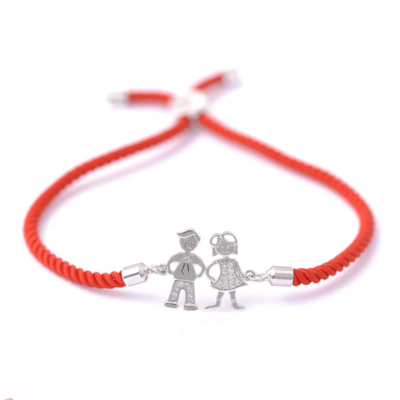 Браслет для влюбленных из розового золота 585 пробы браслеты с красной нитью пар