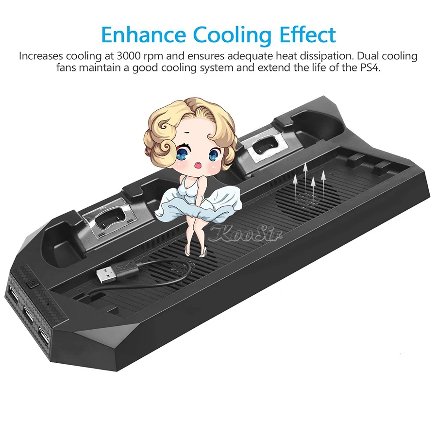 Вертикальная подставка для консоли PS 4 PRO охлаждающий вентилятор игровой