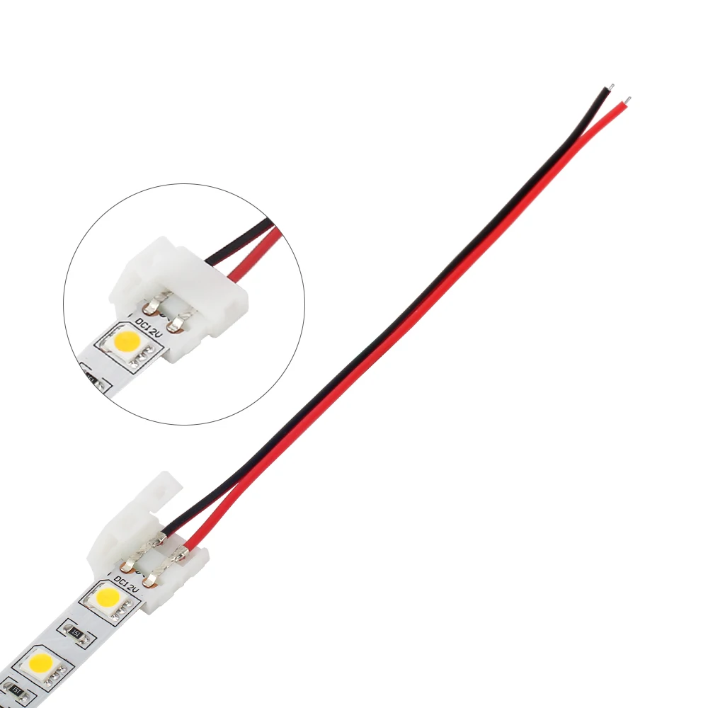 ONE CONNECTOR 5 шт. 2PIN светодиодный разъем 10 мм ширина Угловой кабель DC Разъем Пайка для светодиодные ленты светильник 5050 5630 5730 - Цвет: ONE CONNECTOR