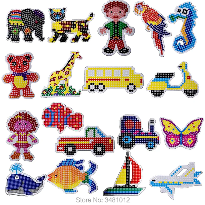

18pcs/pack Hama Beads 5mm EVA Pegboards Patterns Jigsaw Tool DIY Perler Beads Board Puzzles Color Paper Kids Toys for Children