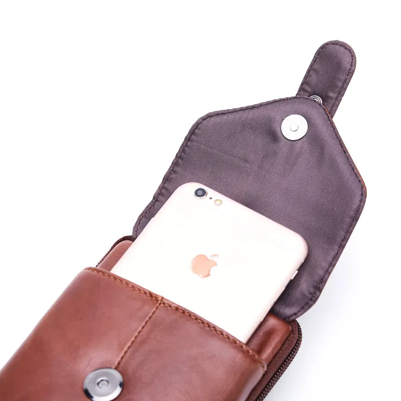 

CHEZVOUS Genuine Leather Cell Phone Pouch Belt Clip Bag for iPhone 6 7 8 X Waist Bag Outdoor Phone Case for iPhone 7 6s 8 plus