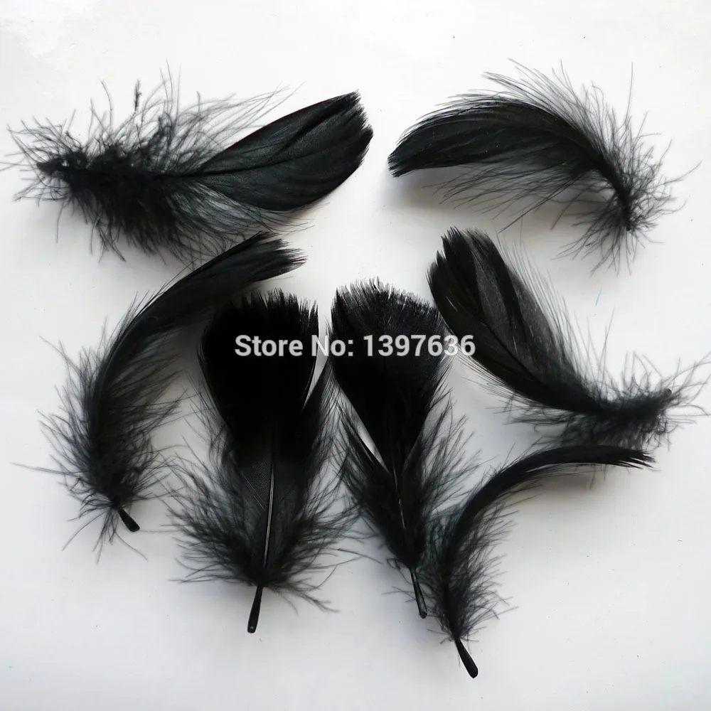 Оптовая продажа! 500 шт./лот 100% натуральный 5-8 см/2-3 дюйма гусиное перо черного цвета для свадьбы, шапка, аксессуары для волос