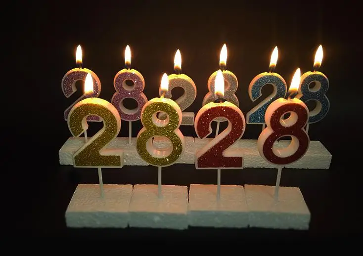 1 шт. свечи для дня рождения с цифрами 1, 2, 3, 4, 5, 6, 7, 8, 9, 0, золотые и Серебристые Детские вечерние свечи для дня рождения, декоративные свечи для торта