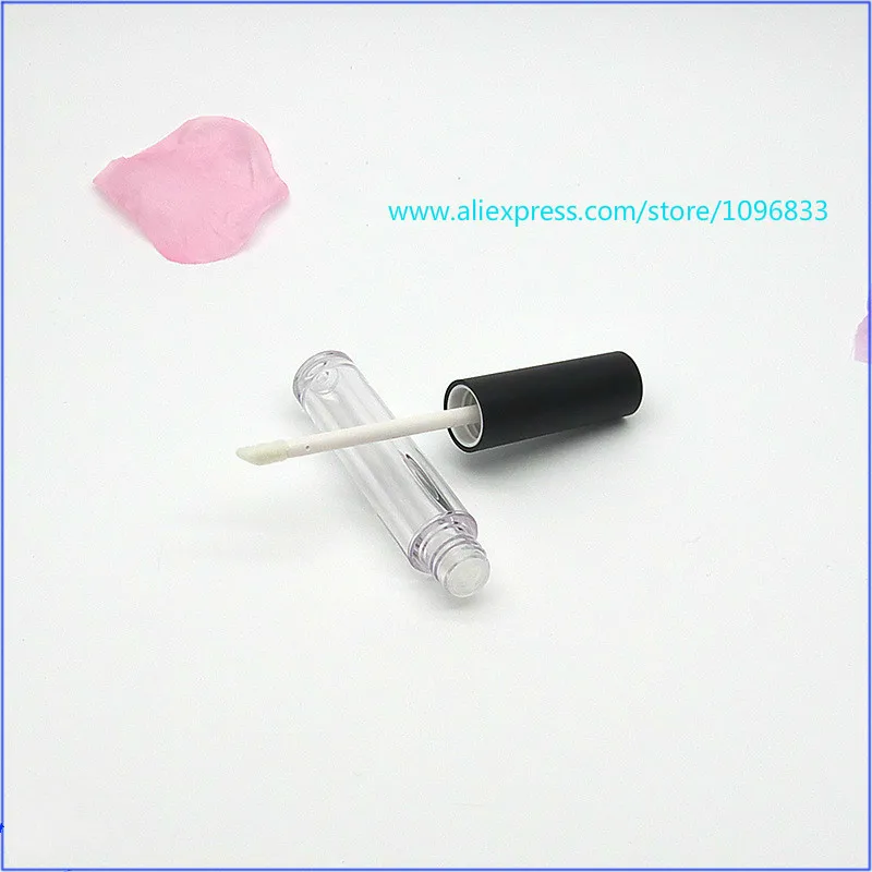 2.5ML Empty Round Lip Gloss Glaze Tube Small Cosmetic Sample Packing Container Clear Matte Black Cap 50 Units/Lot | Красота и