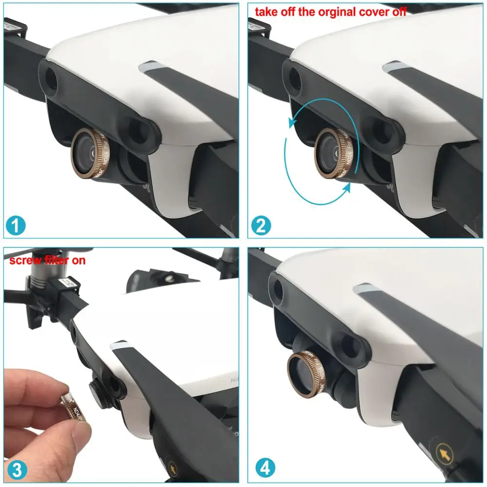 Фильтр Neewer Pro ND16/PL для DJI Mavic Air Drone Quadcopter из многослойного оптического стекла +
