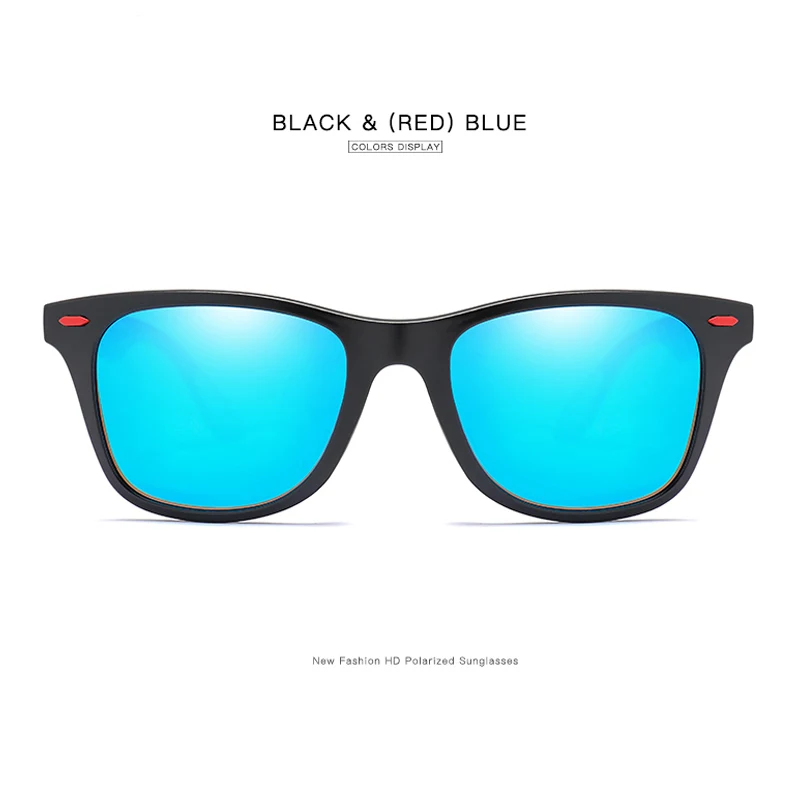 Black-Red-Blue Фирменный дизайн, модные поляризационные солнцезащитные очки для мужчин, Ретро стиль, квадратная оправа, солнцезащитные очки, мужские очки для вождения, Gafas de sol masculino, UV400 - Цвет линз: Black-Red-Blue