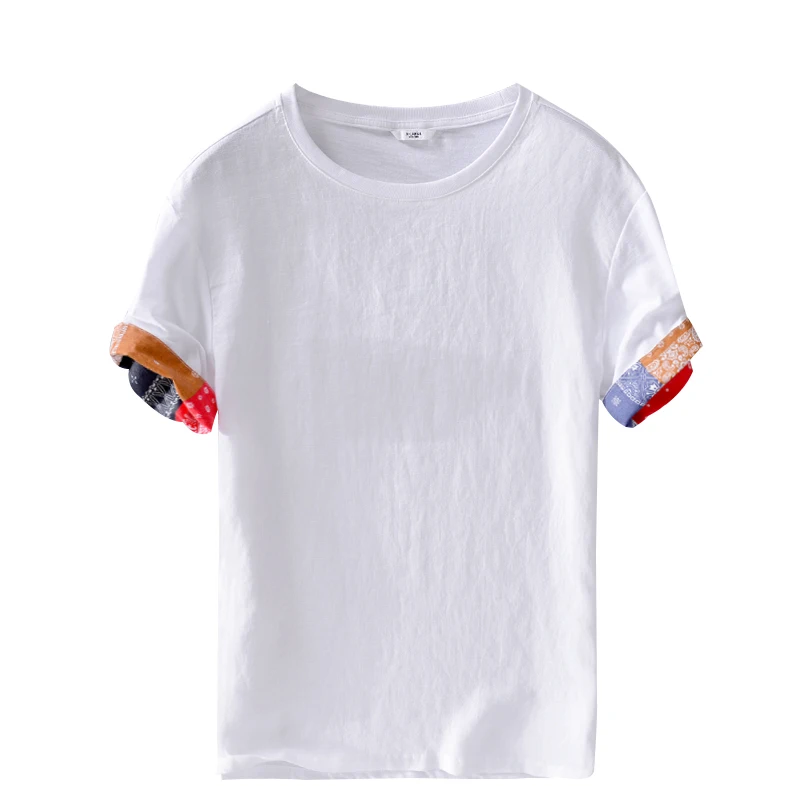 

Breathable linen and cotton white t-shirt men brand casual tshirt for men tops fashion t shirt mens loose o-neck camiseta camisa