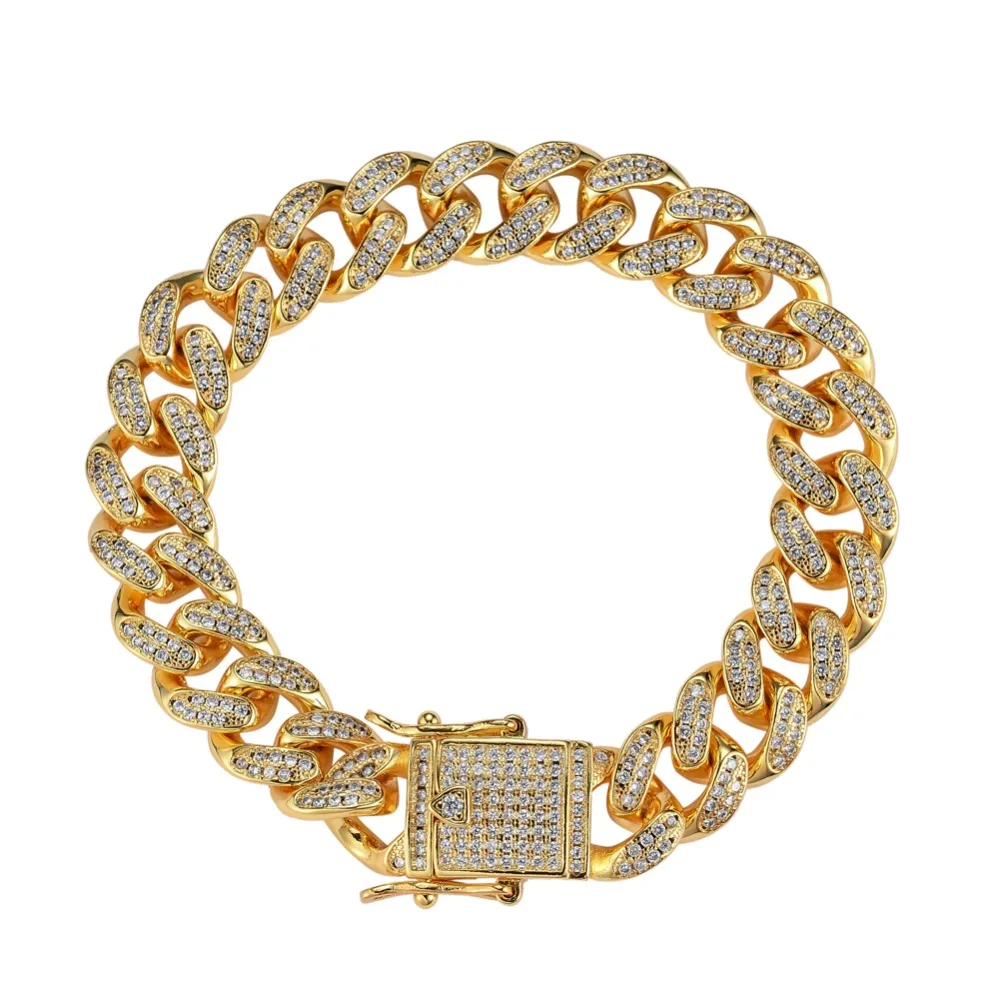 Медный микро браслет с камнями циркона Bling 7 дюймов 8 дюймов 9 дюймов 3 цвета B011