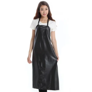 Фартук из искусственной кожи, водонепроницаемый, черный, из ПВХ, для уборки, длинный, без рукавов, женские фартуки, для мужчин, шеф-поваров, аксессуары для официантов