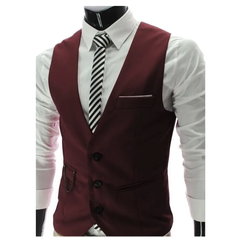 Hot Sale! 2021 Autumn Men's Slim Fit Dress Suit Vest Waistcoats Men Gilet Colete Fashion chaleco Hombre Brand New | Мужская одежда