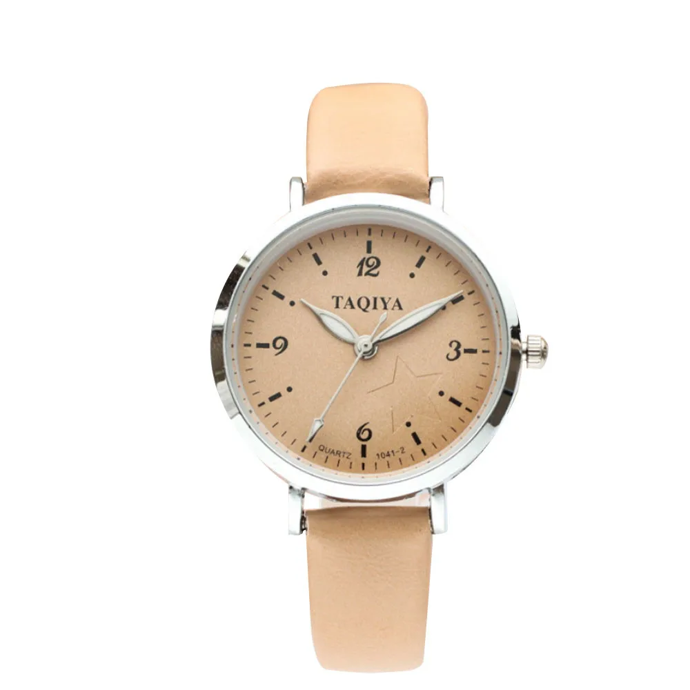 Женские кварцевые наручные часы с регулируемой застежкой пряжкой и кожаным