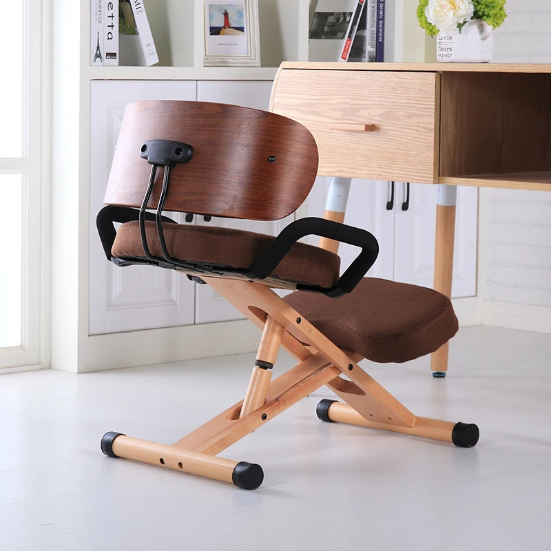 Height Adjustable Ergonomic Kneeling Chair With Back And Handle Wood Office Furniture Posture Work Knee Stool | Мебель