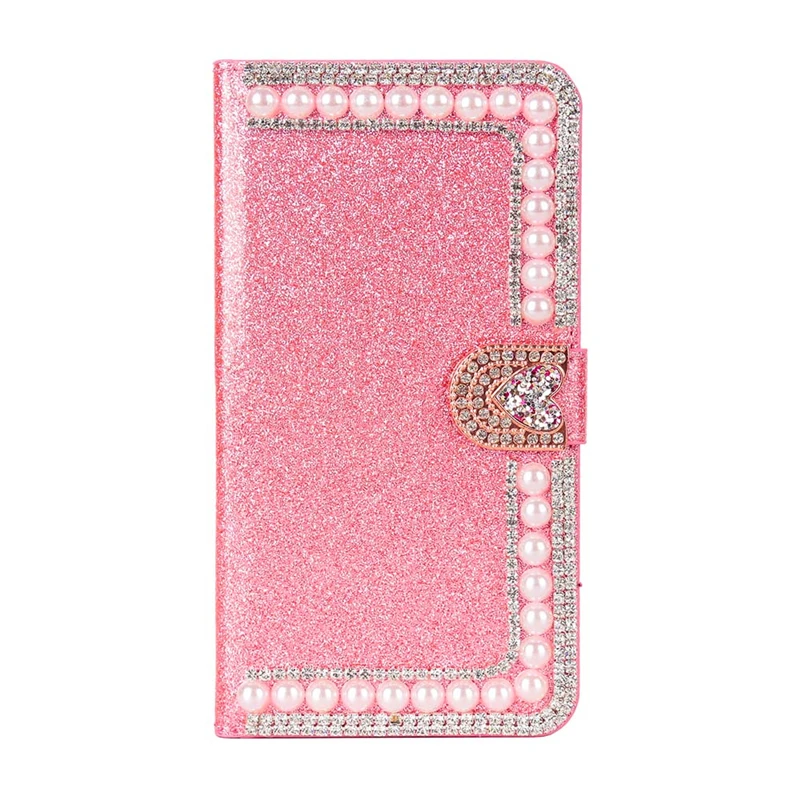 pink Блестящий перламутровый кожаный чехол-книжка для samsung galaxy s9 s9plus, Алмазный флип-чехол-кошелек, блестящий Шелковый Чехол-подставка для samsung s9 - Цвет: pink