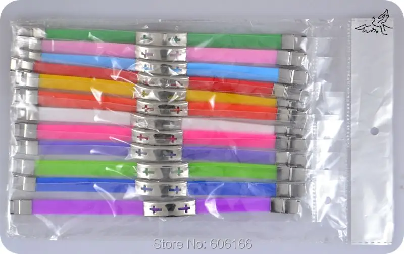 24 шт./лот двойные кресты разных цветов силиконовые браслеты браслет из