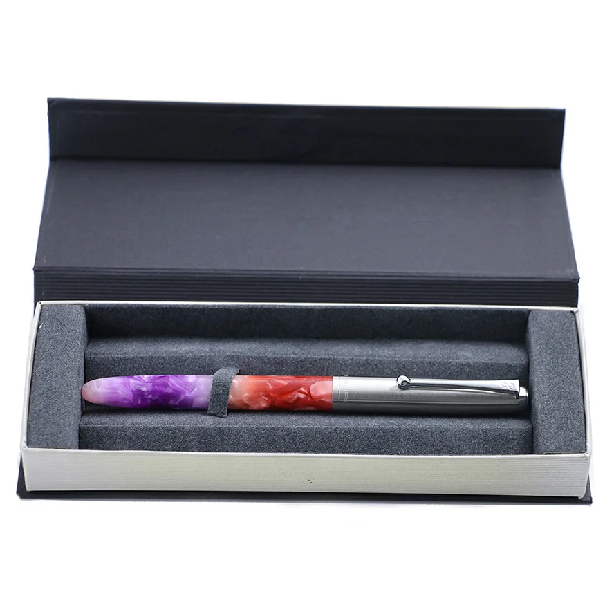 Fluorescent red Высокое качество Jinhao 51A акриловая авторучка 0,38 мм дополнительный тонкий наконечник органические стеклянные чернила ручка Подарочная коробка набор - Цвет: Fluorescent red