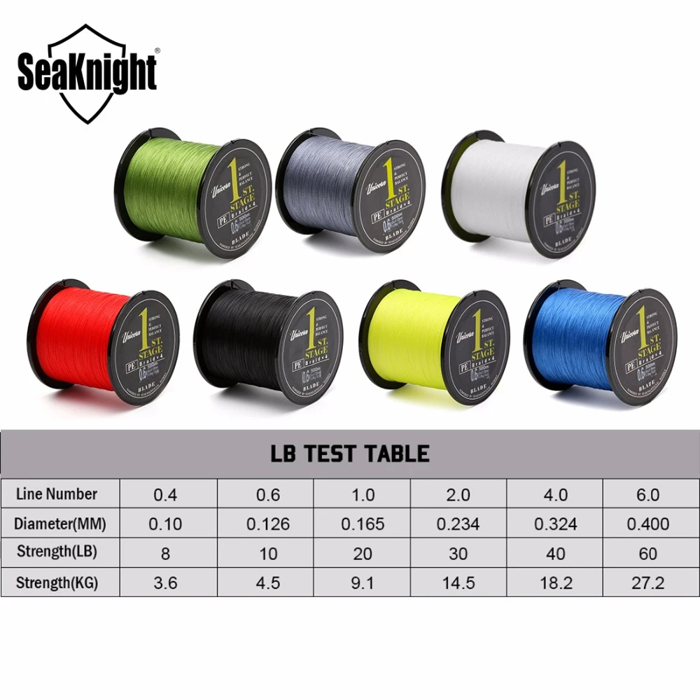 SeaKnight плетеная леска 4 нити 500 m лезвие PE лески 8 10 20 30 40 60LB Multifilament Линия рыболовные