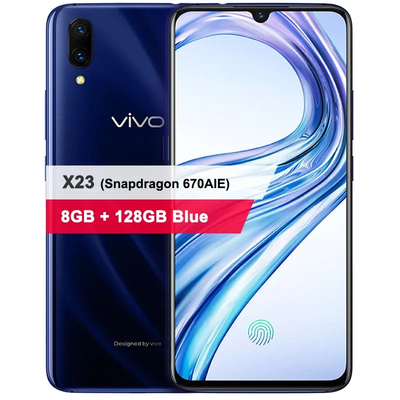 8GB 128GB Blue VIVO X23, модная версия, мобильный телефон, 8 ГБ, 128 ГБ, четыре ядра, 6,41 дюймов, полный экран, двойная задняя камера, Android, 12 Мп+ 13 м, 4G телефон - Цвет: 8GB 128GB Blue